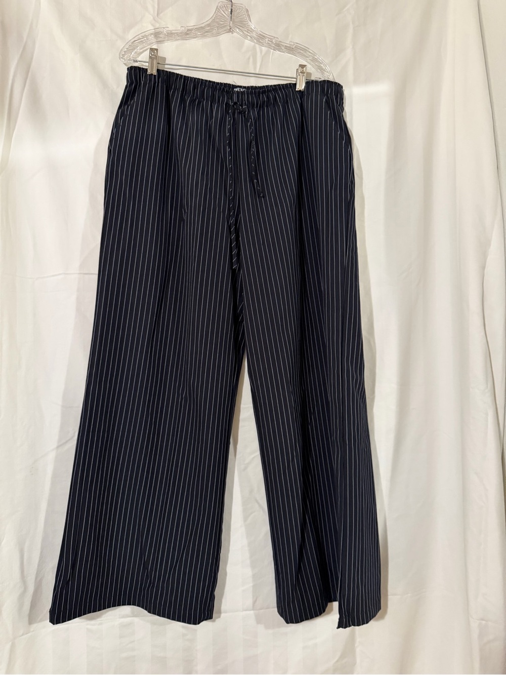 Men's Navy Pinstripe Drawstring Pants